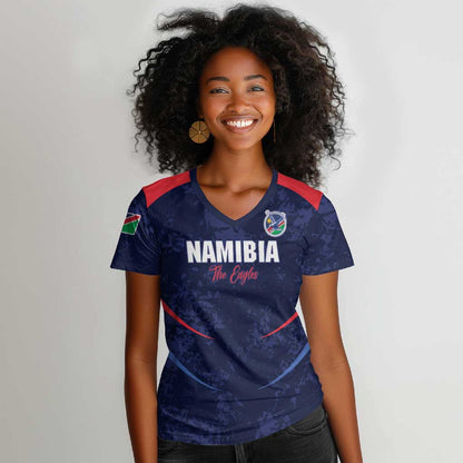 Namibia Cricket Custom Women V-Neck T-Shirt Come On Eagles