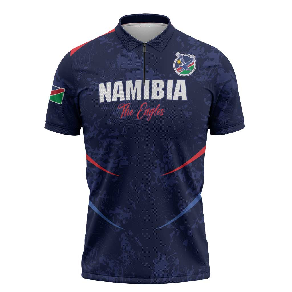 Namibia Cricket Custom Zipper Polo Shirt Come On Eagles