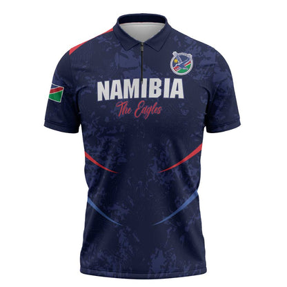 Namibia Cricket Custom Zipper Polo Shirt Come On Eagles