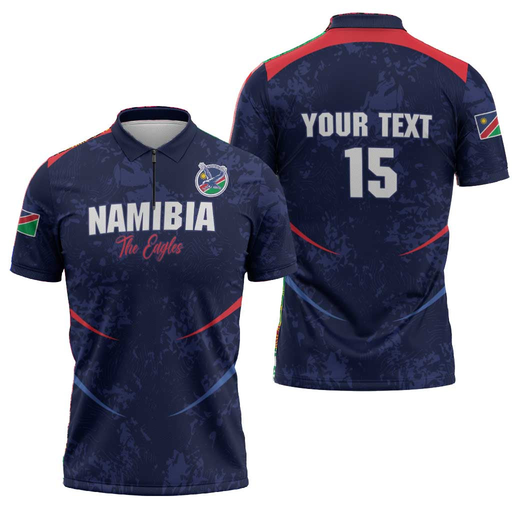 Namibia Cricket Custom Zipper Polo Shirt Come On Eagles