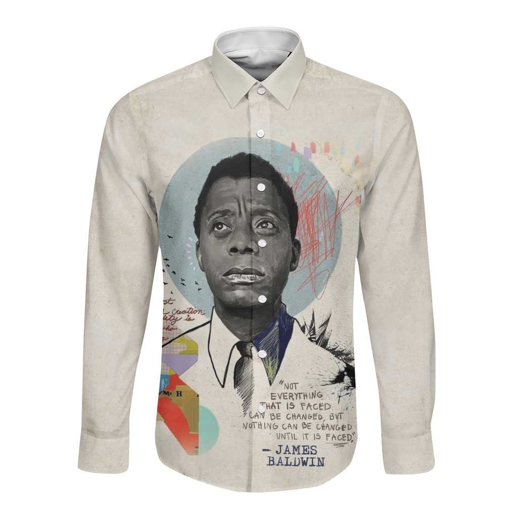 James Baldwin Long Sleeve Button Shirt Civil Rights Writer