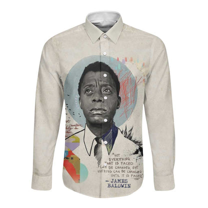 James Baldwin Long Sleeve Button Shirt Civil Rights Writer