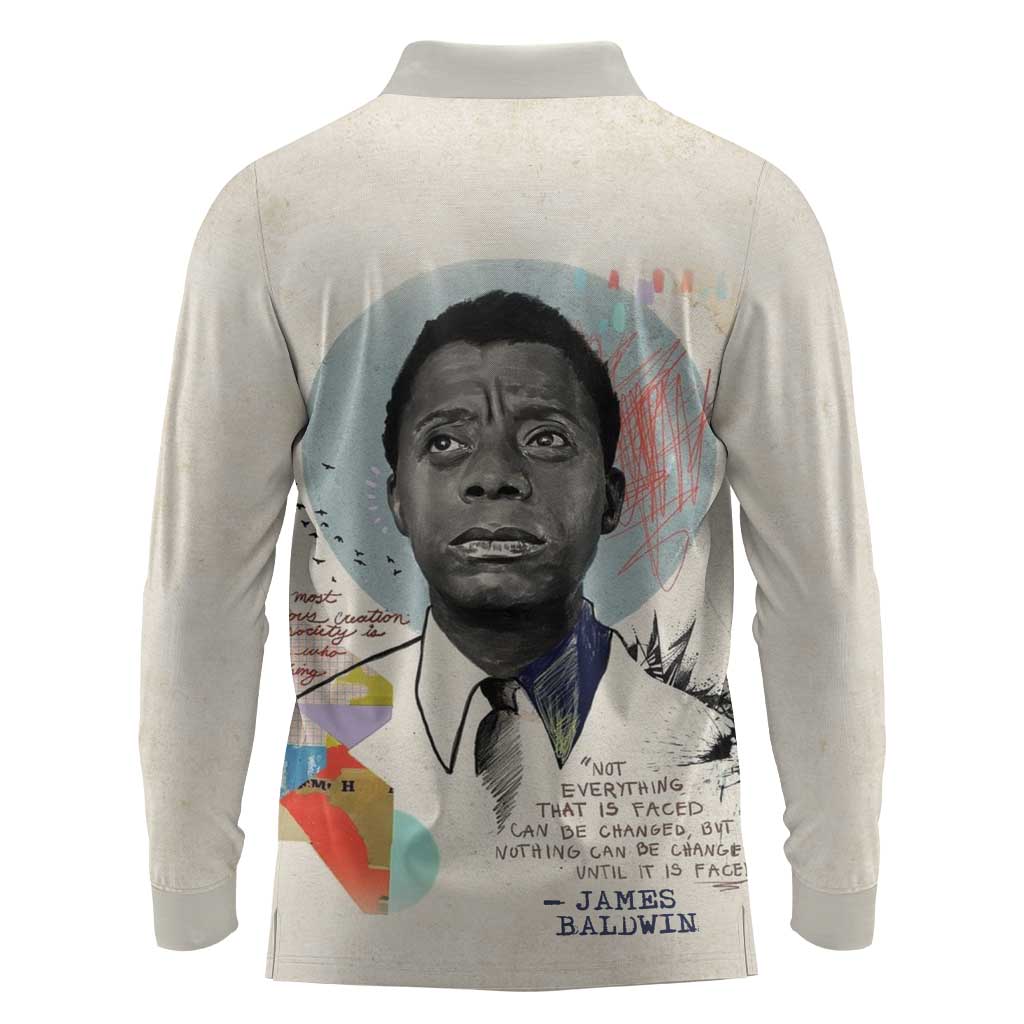 James Baldwin Long Sleeve Polo Shirt Civil Rights Writer