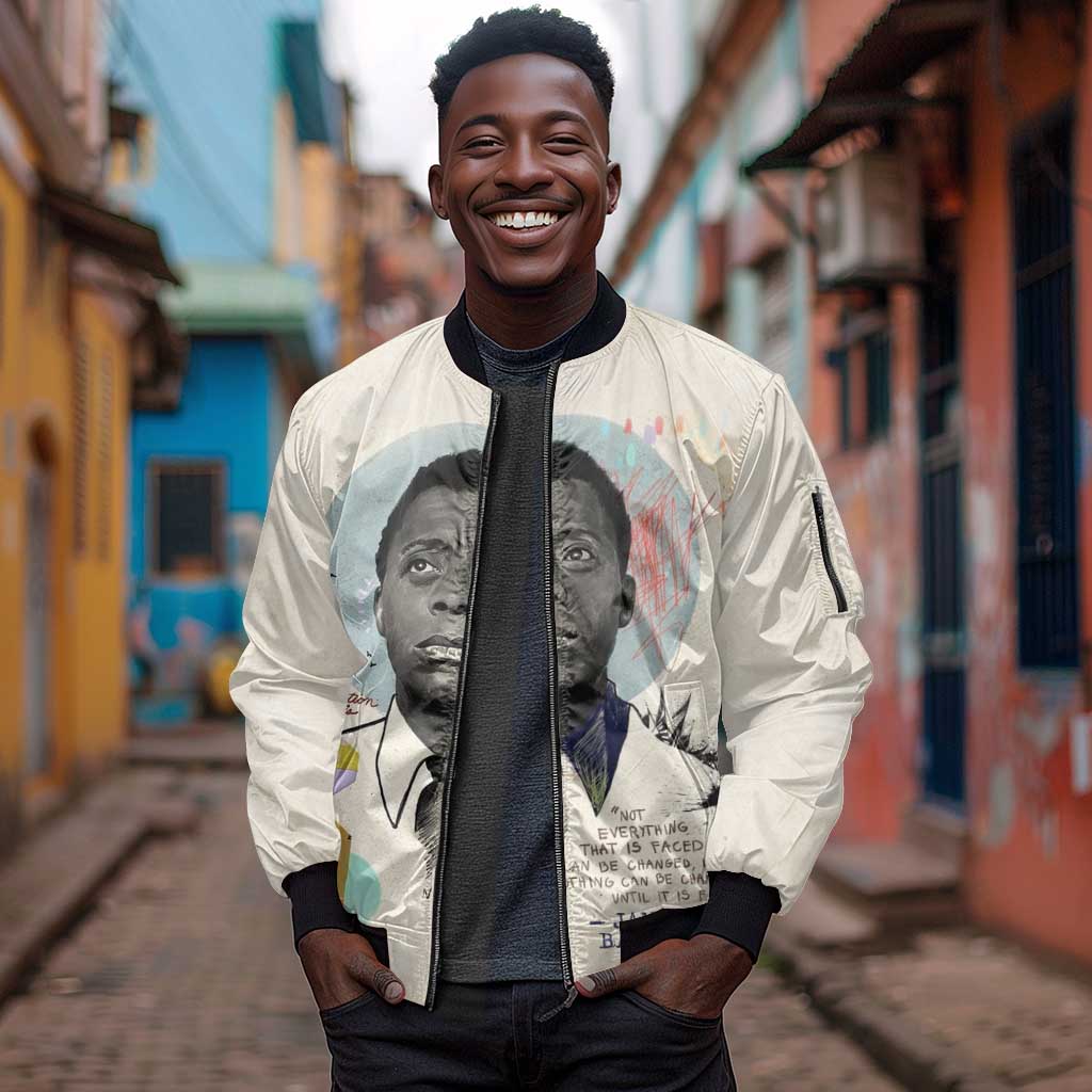 James Baldwin Sleeve Zip Bomber Jacket Civil Rights Writer