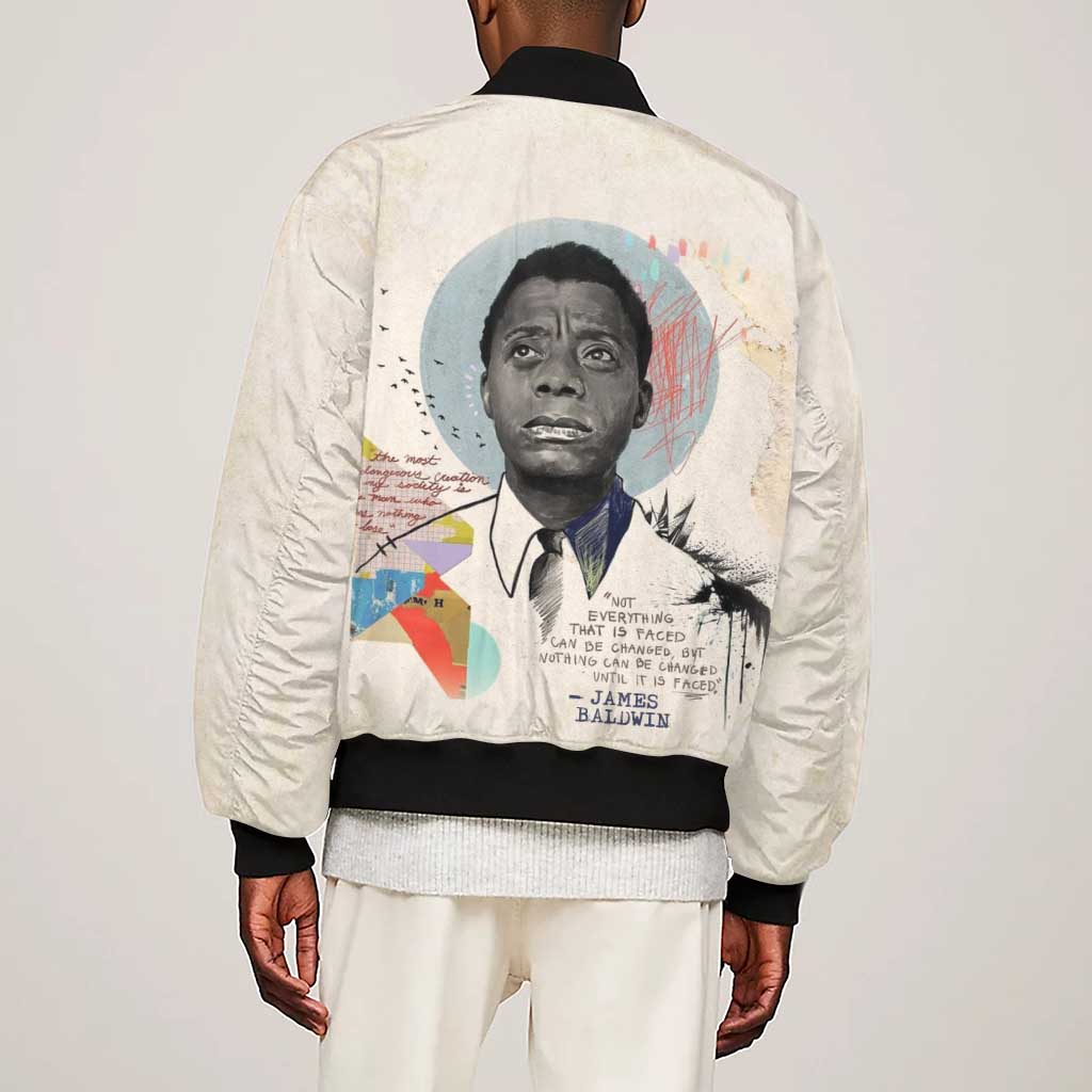 James Baldwin Sleeve Zip Bomber Jacket Civil Rights Writer