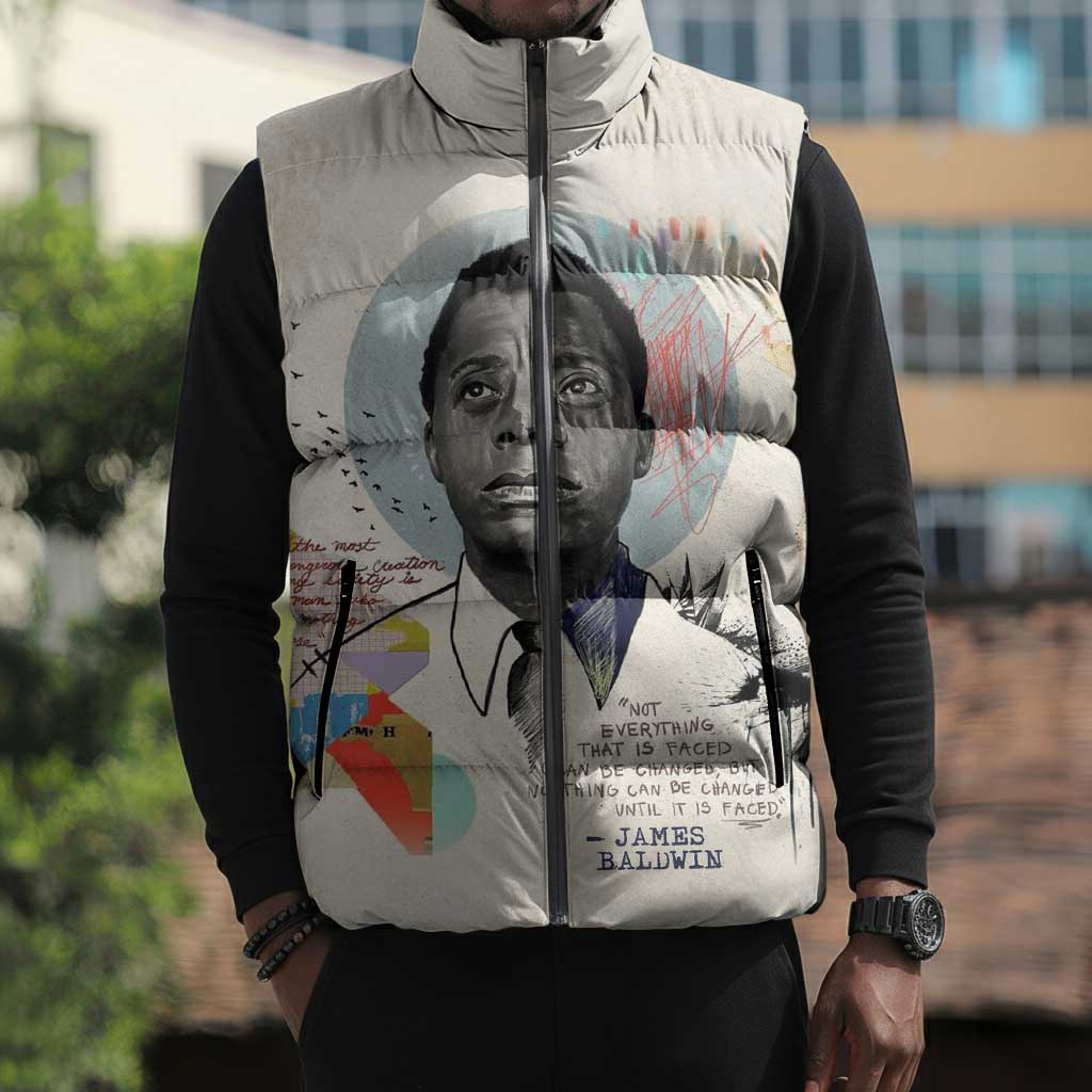 James Baldwin Sleeveless Puffer Jacket Civil Rights Writer