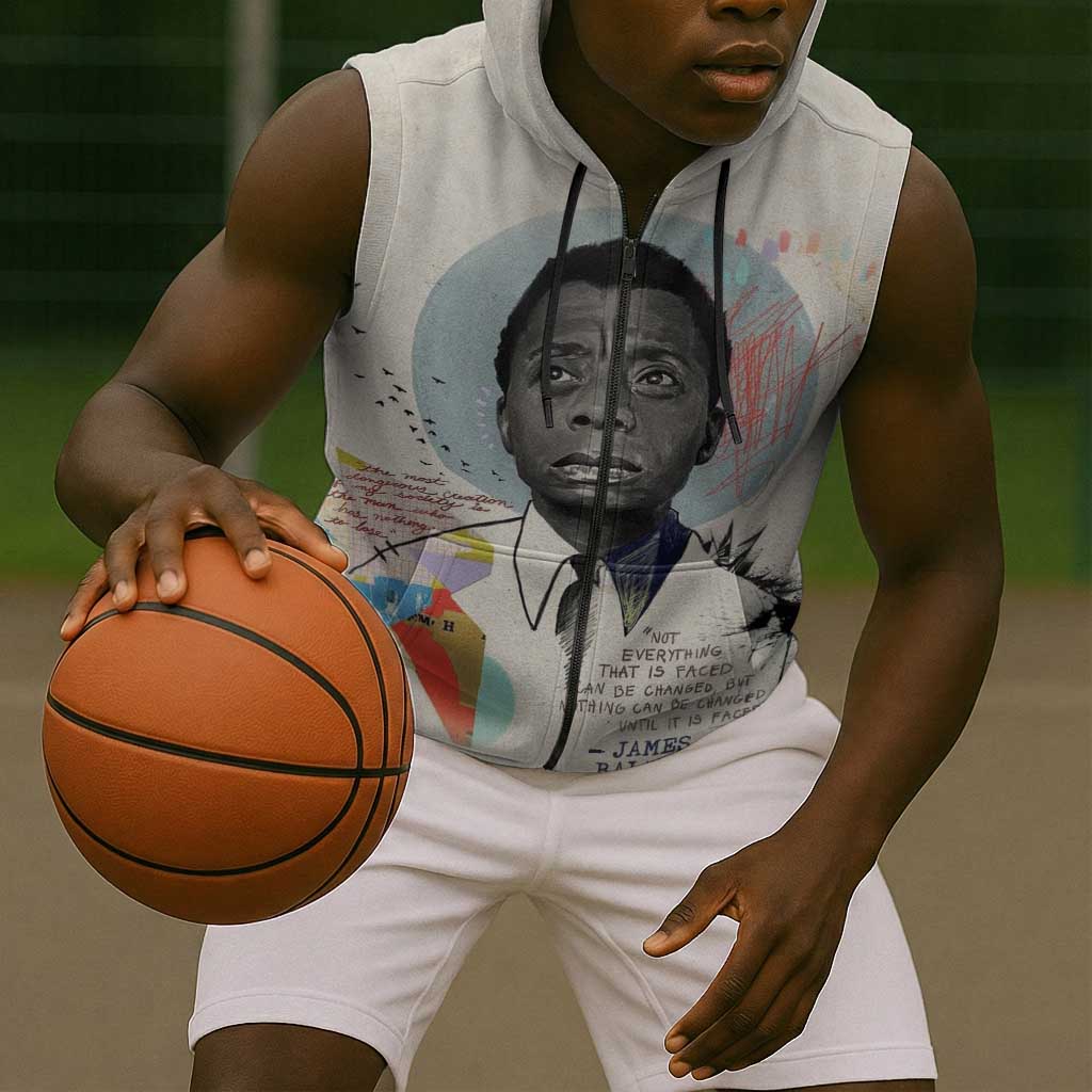 James Baldwin Sleeveless Zip Hoodie Civil Rights Writer