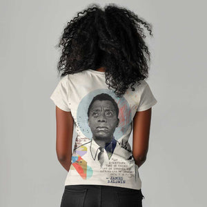 James Baldwin Women V-Neck T-Shirt Civil Rights Writer