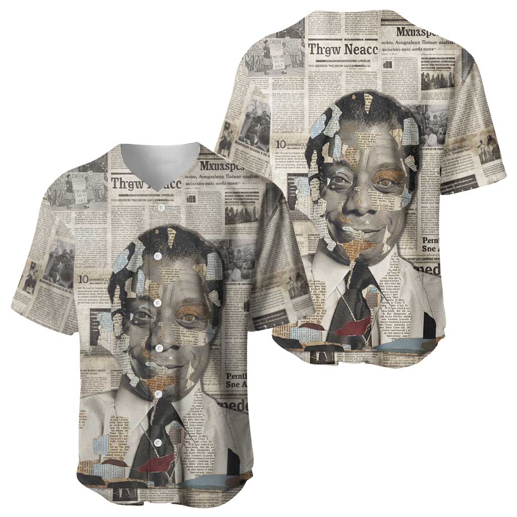 James Baldwin Baseball Jersey Vintage Newspaper Style