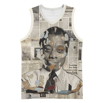James Baldwin Basketball Jersey Vintage Newspaper Style