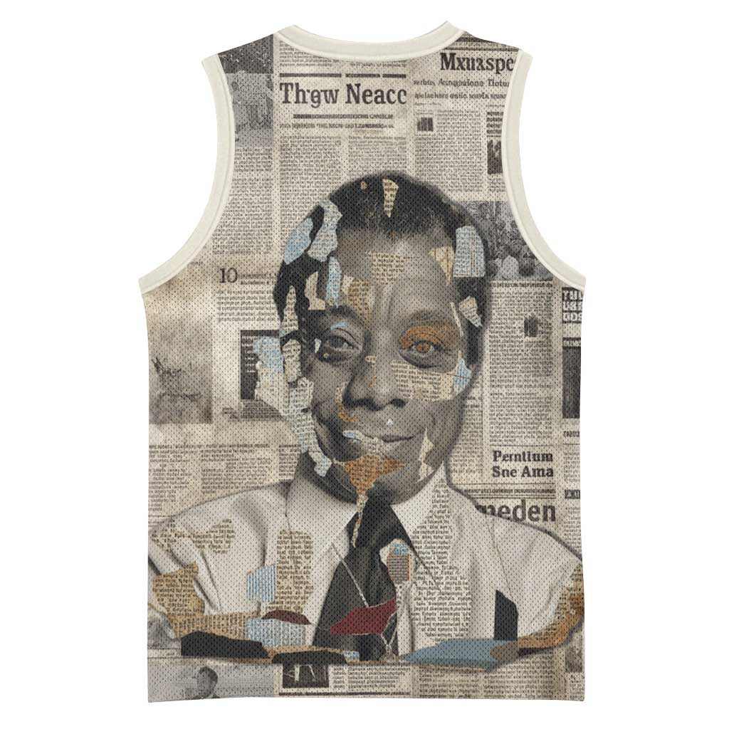 James Baldwin Basketball Jersey Vintage Newspaper Style