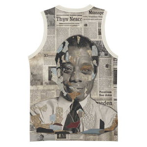 James Baldwin Basketball Jersey Vintage Newspaper Style