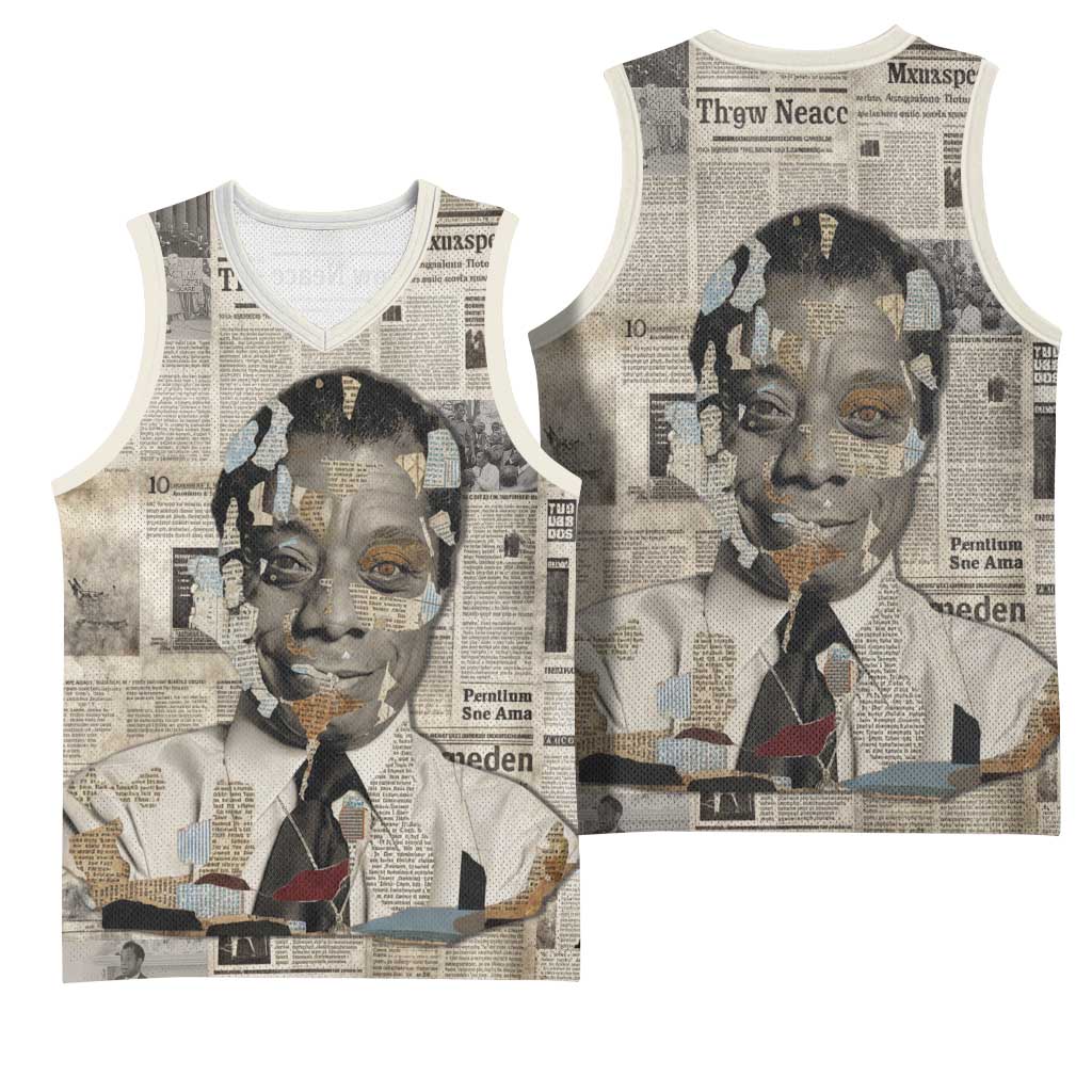 James Baldwin Basketball Jersey Vintage Newspaper Style