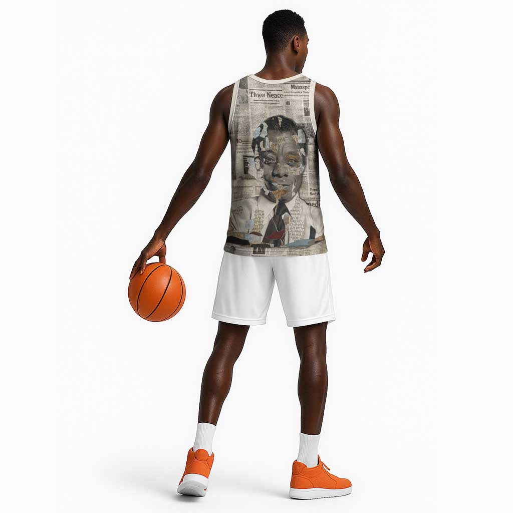 James Baldwin Basketball Jersey Vintage Newspaper Style
