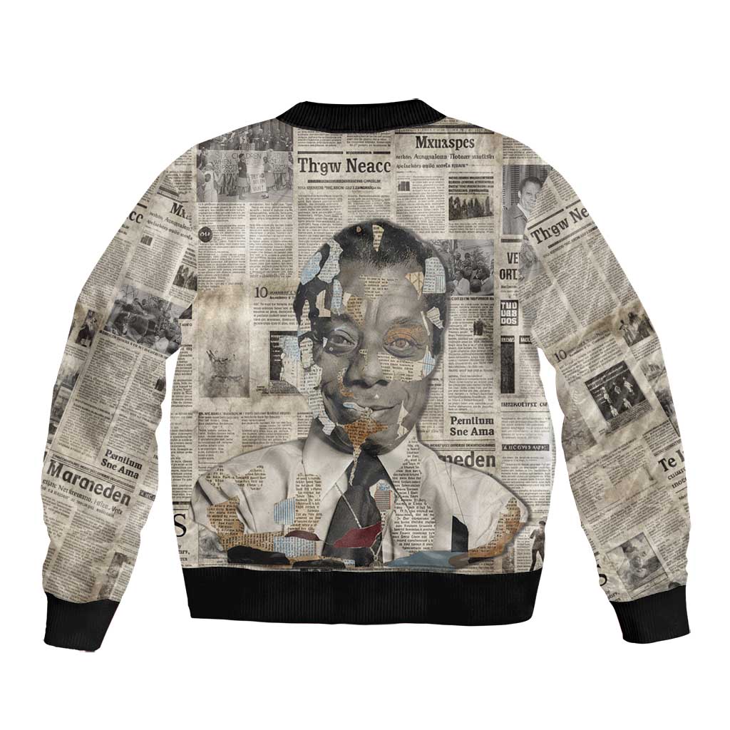 James Baldwin Bomber Jacket Vintage Newspaper Style