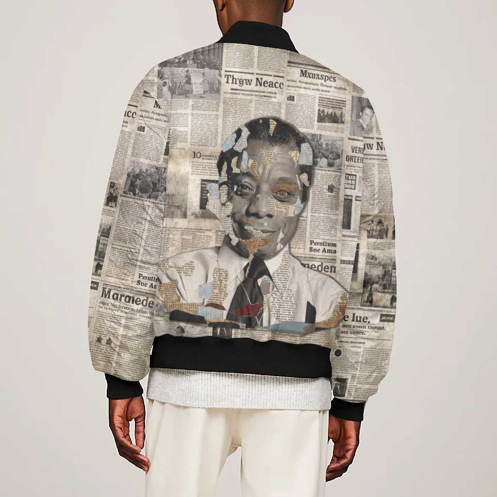 James Baldwin Bomber Jacket Vintage Newspaper Style
