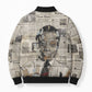 James Baldwin Bomber Puffer Jacket Vintage Newspaper Style