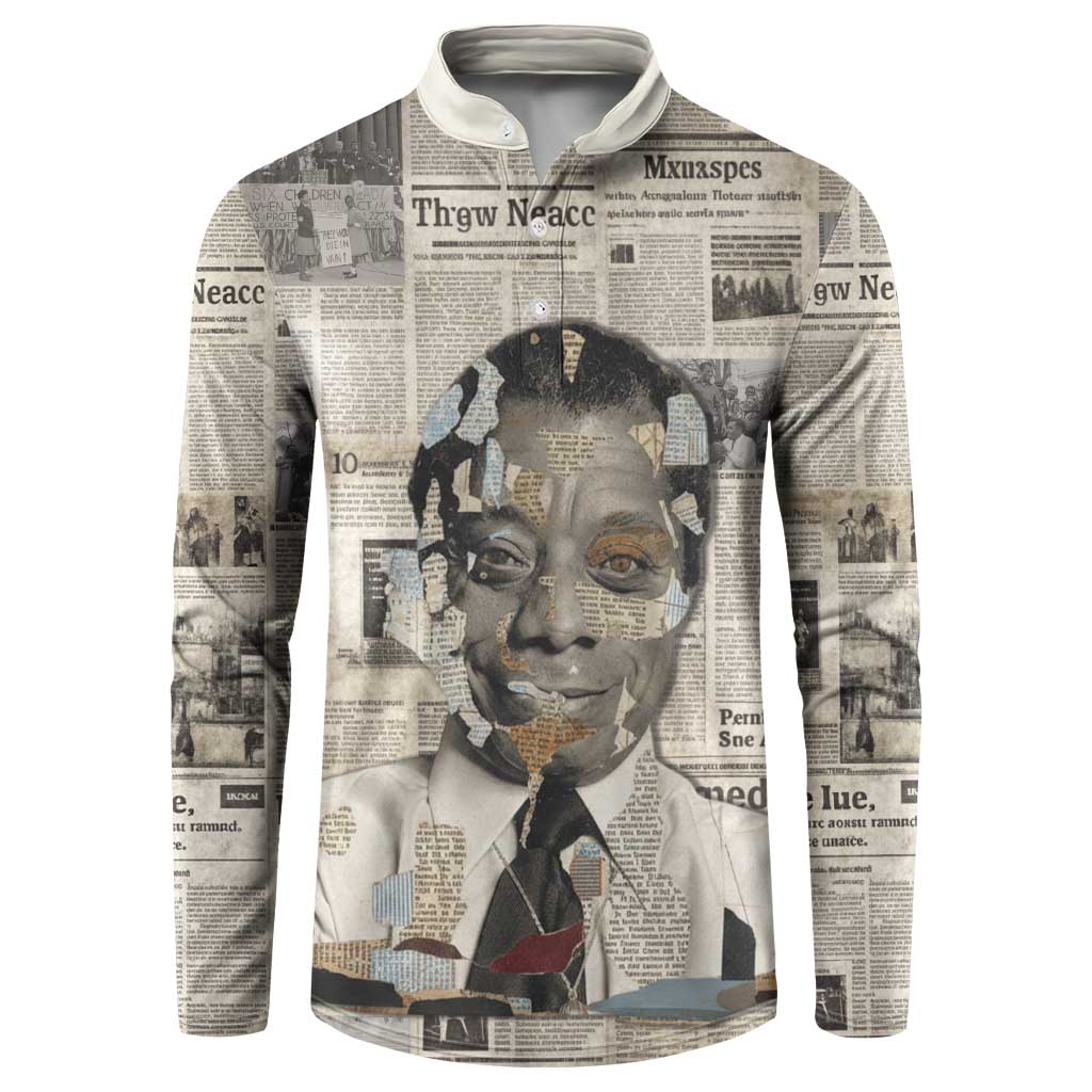 James Baldwin Button Sweatshirt Vintage Newspaper Style