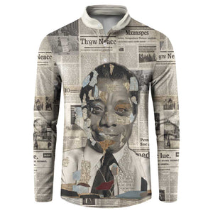 James Baldwin Button Sweatshirt Vintage Newspaper Style
