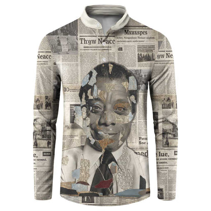James Baldwin Button Sweatshirt Vintage Newspaper Style
