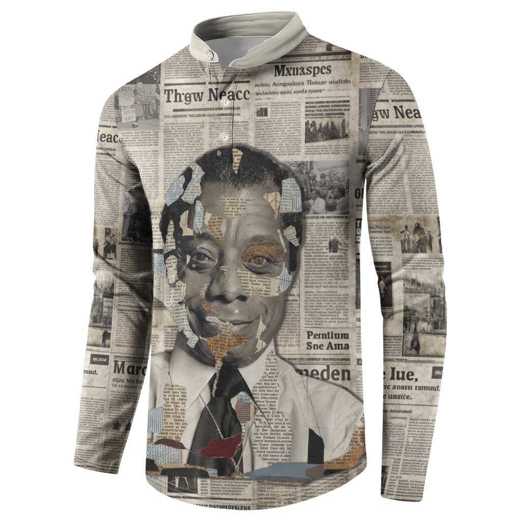 James Baldwin Button Sweatshirt Vintage Newspaper Style