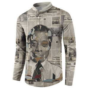James Baldwin Button Sweatshirt Vintage Newspaper Style