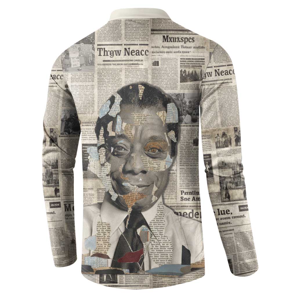 James Baldwin Button Sweatshirt Vintage Newspaper Style