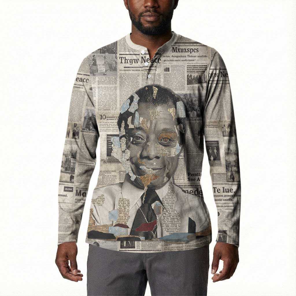 James Baldwin Button Sweatshirt Vintage Newspaper Style