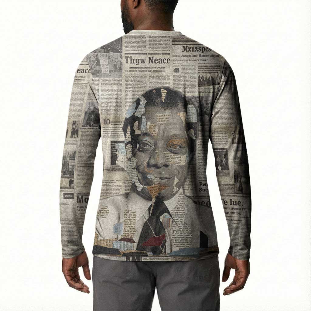 James Baldwin Button Sweatshirt Vintage Newspaper Style