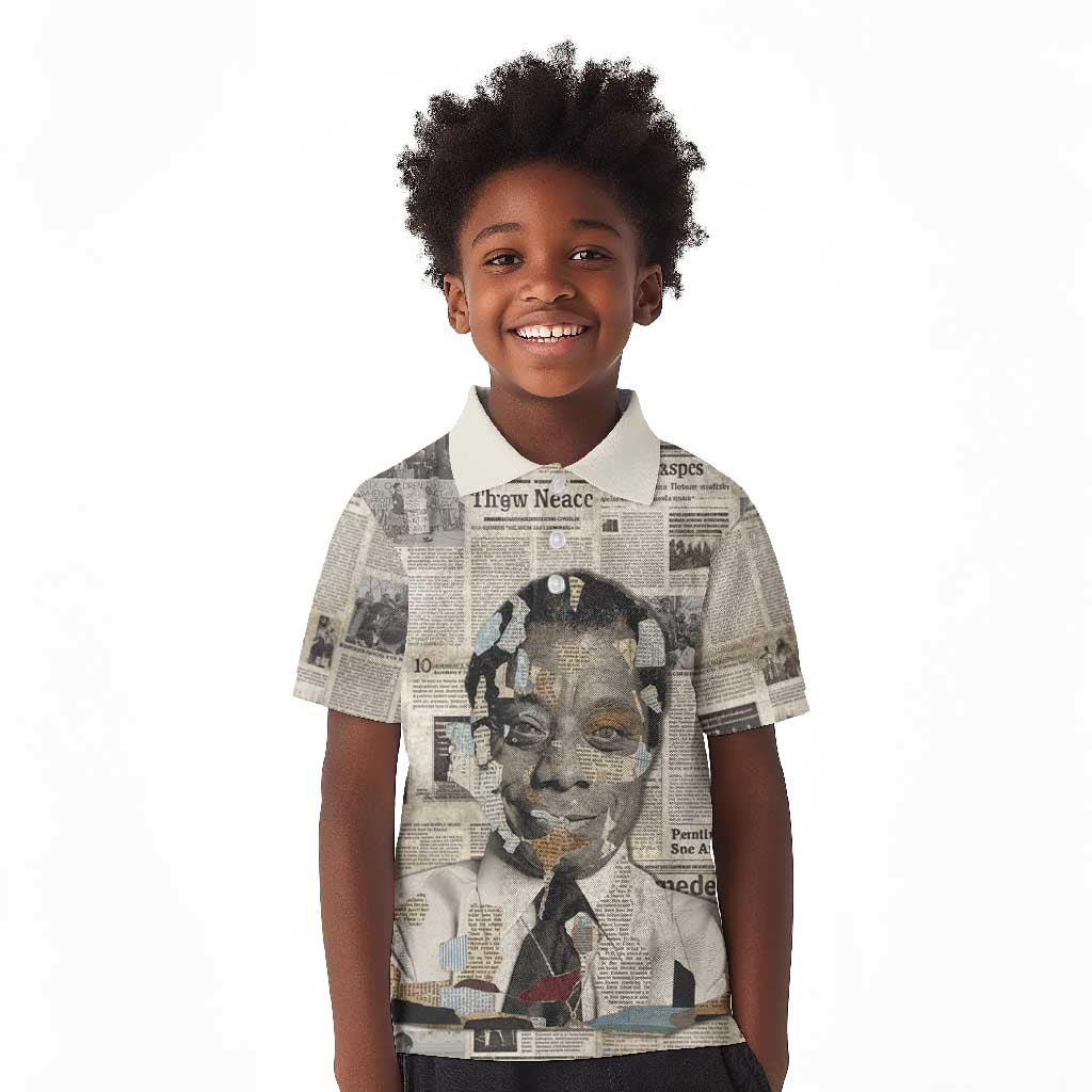 James Baldwin Kid Polo Shirt Vintage Newspaper Style