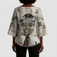 James Baldwin Kimono Sleeve Blouse Vintage Newspaper Style