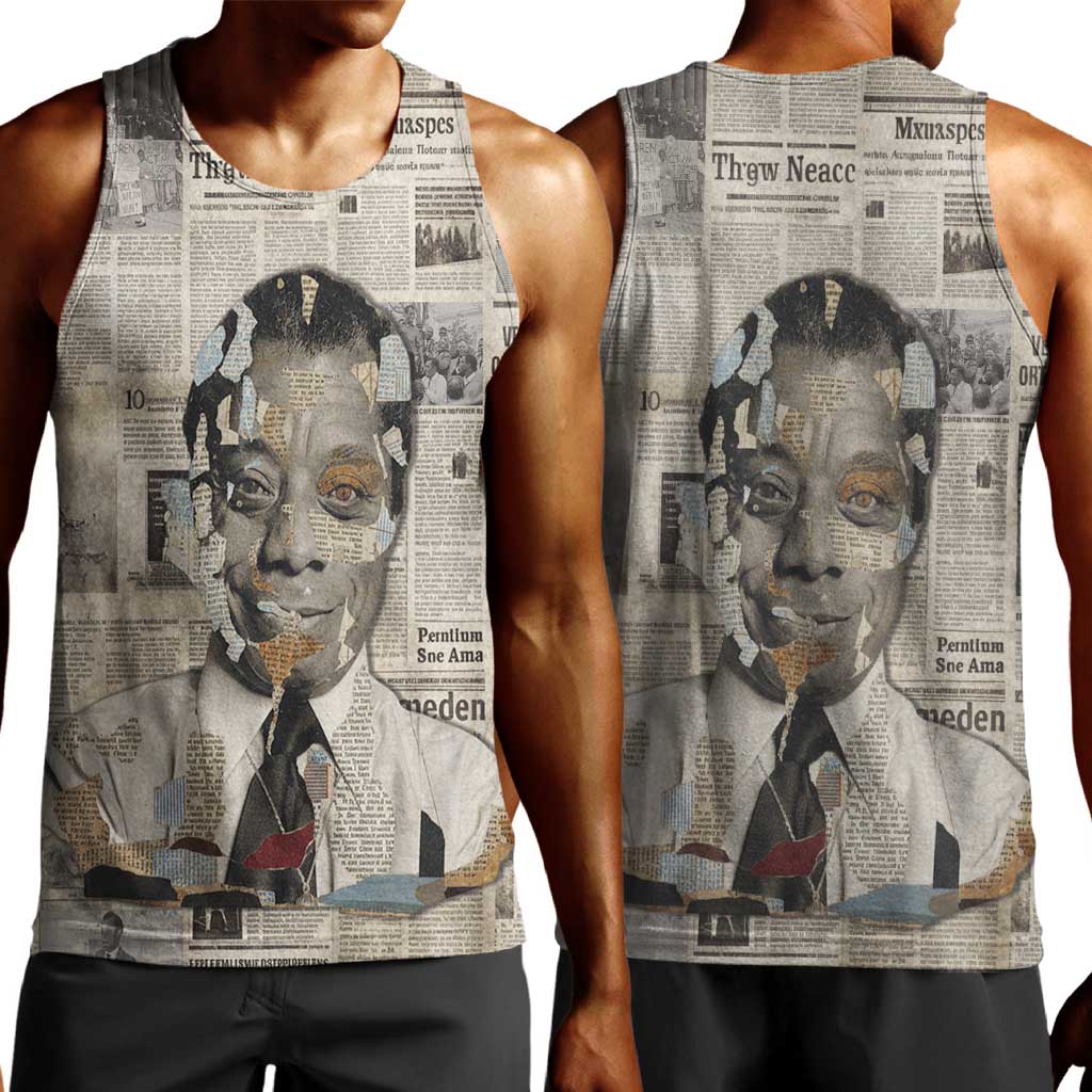 James Baldwin Men Tank Top Vintage Newspaper Style