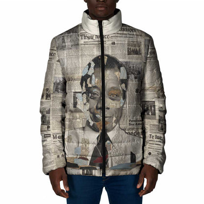 James Baldwin Padded Jacket Vintage Newspaper Style