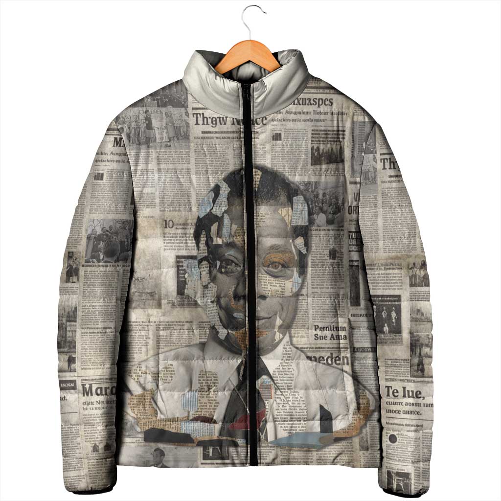 James Baldwin Padded Jacket Vintage Newspaper Style