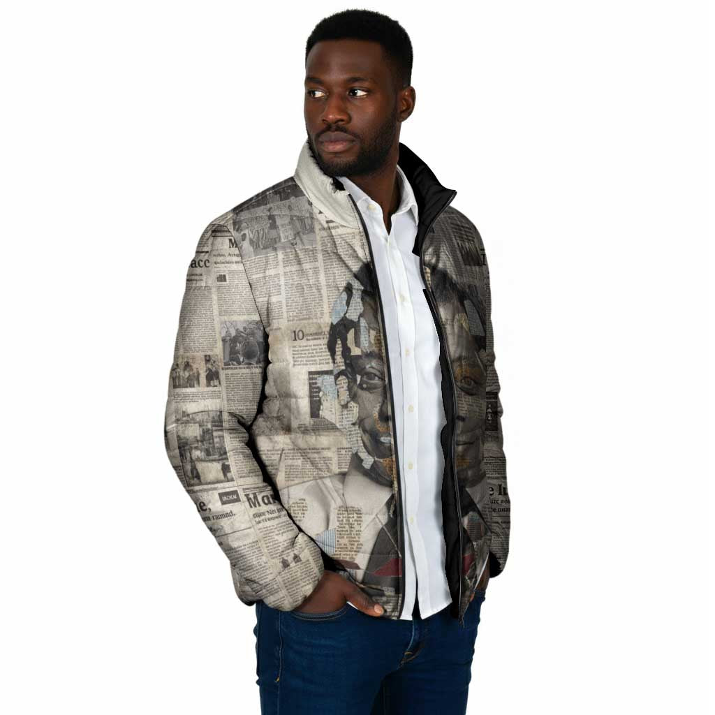 James Baldwin Padded Jacket Vintage Newspaper Style