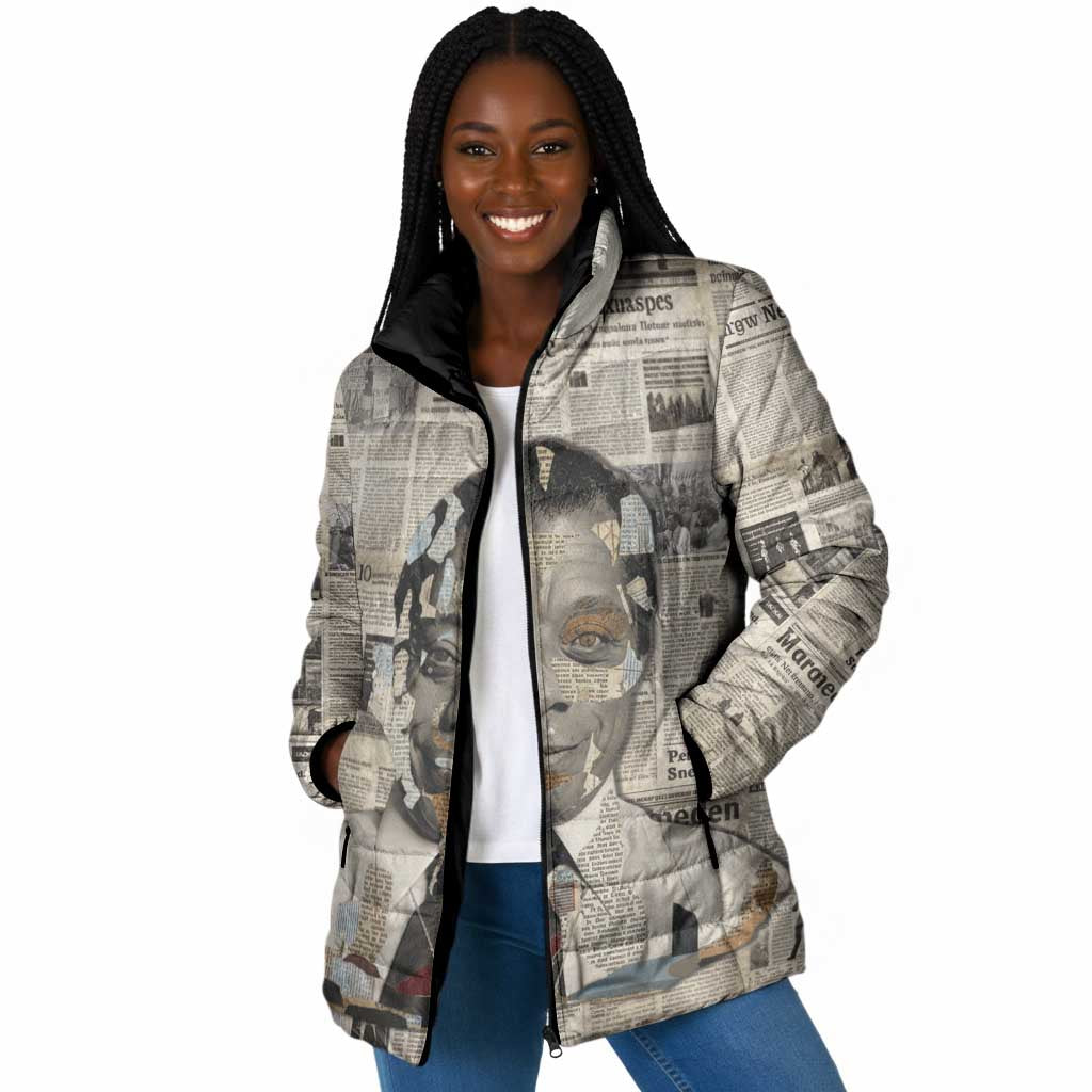 James Baldwin Padded Jacket Vintage Newspaper Style