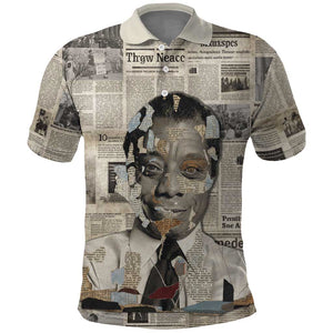 James Baldwin Polo Shirt Vintage Newspaper Style