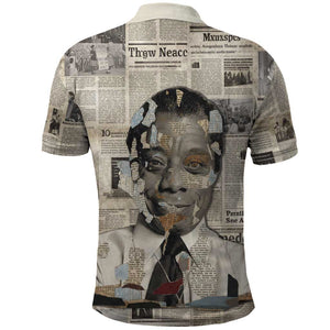 James Baldwin Polo Shirt Vintage Newspaper Style