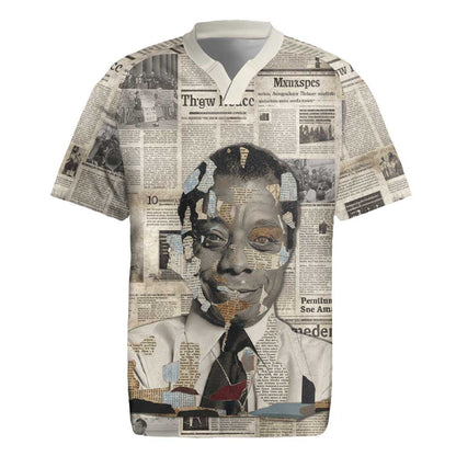 James Baldwin Rugby Jersey Vintage Newspaper Style
