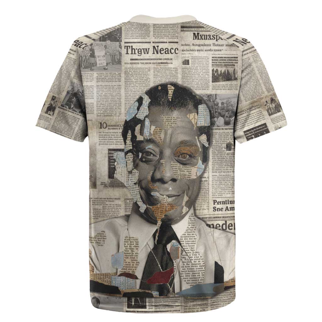 James Baldwin Rugby Jersey Vintage Newspaper Style