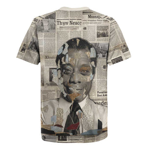 James Baldwin Rugby Jersey Vintage Newspaper Style