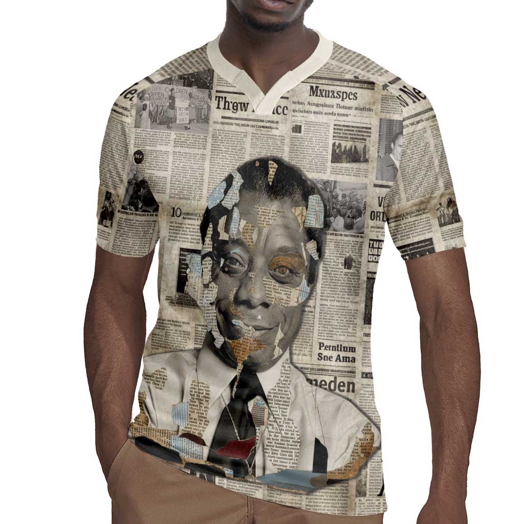 James Baldwin Rugby Jersey Vintage Newspaper Style