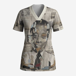 James Baldwin Scrub Top Vintage Newspaper Style