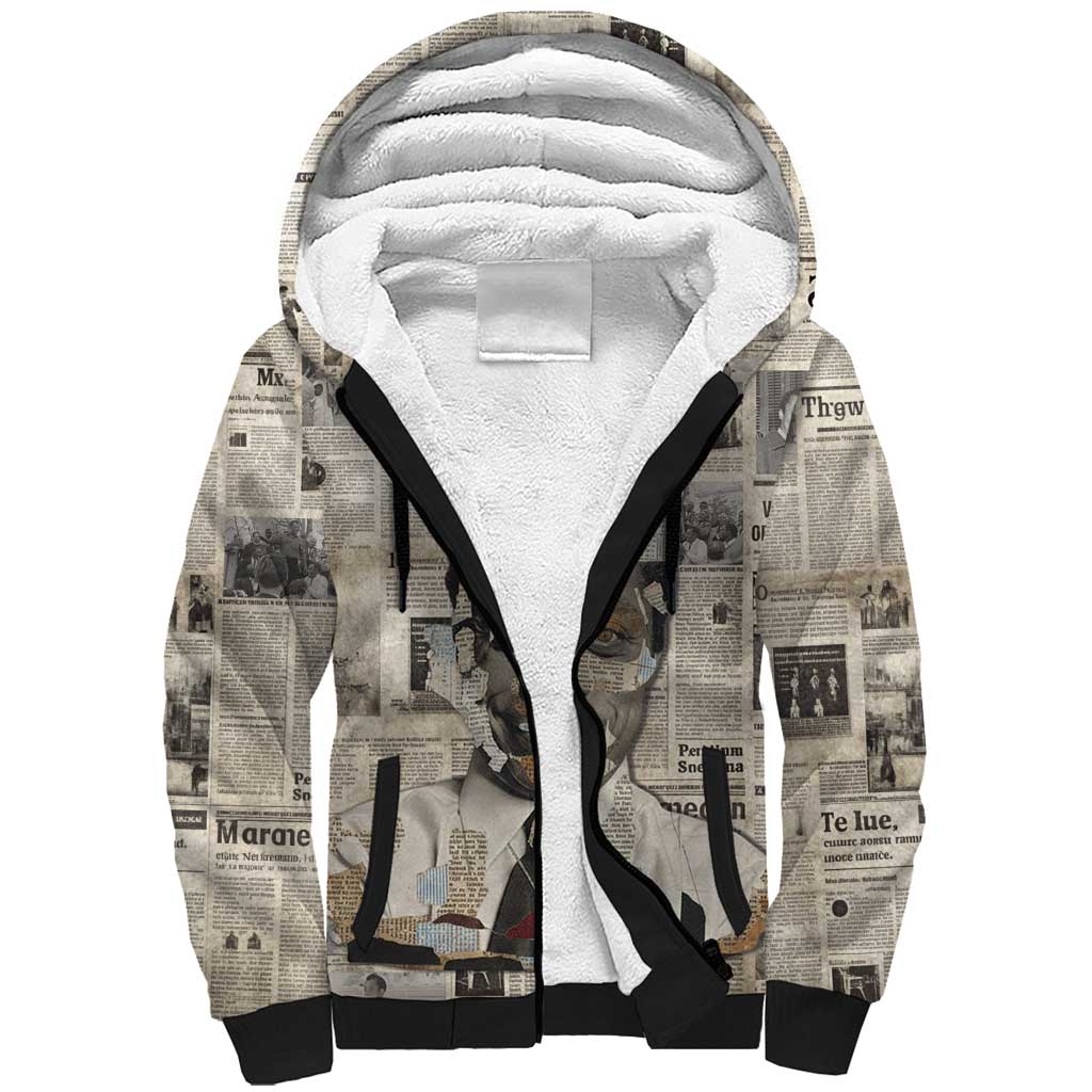 James Baldwin Sherpa Hoodie Vintage Newspaper Style