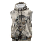 James Baldwin Sleeveless Hoodie Vintage Newspaper Style