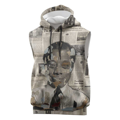 James Baldwin Sleeveless Hoodie Vintage Newspaper Style