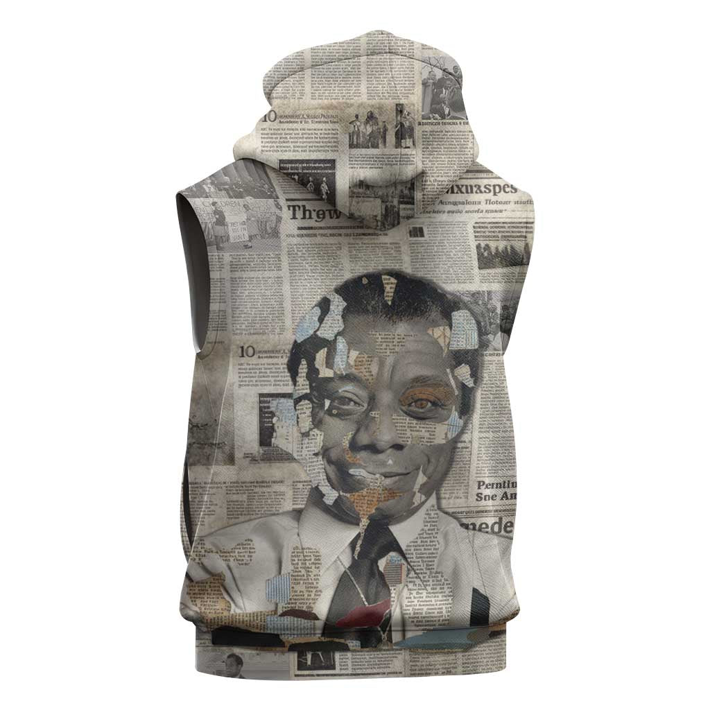 James Baldwin Sleeveless Hoodie Vintage Newspaper Style