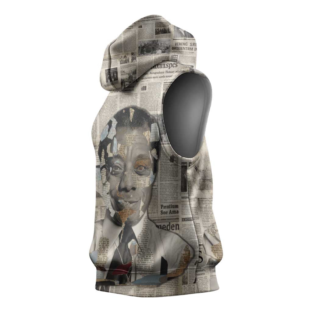 James Baldwin Sleeveless Hoodie Vintage Newspaper Style