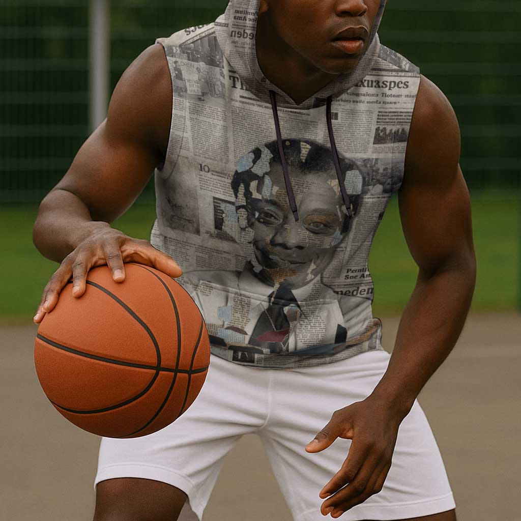 James Baldwin Sleeveless Hoodie Vintage Newspaper Style