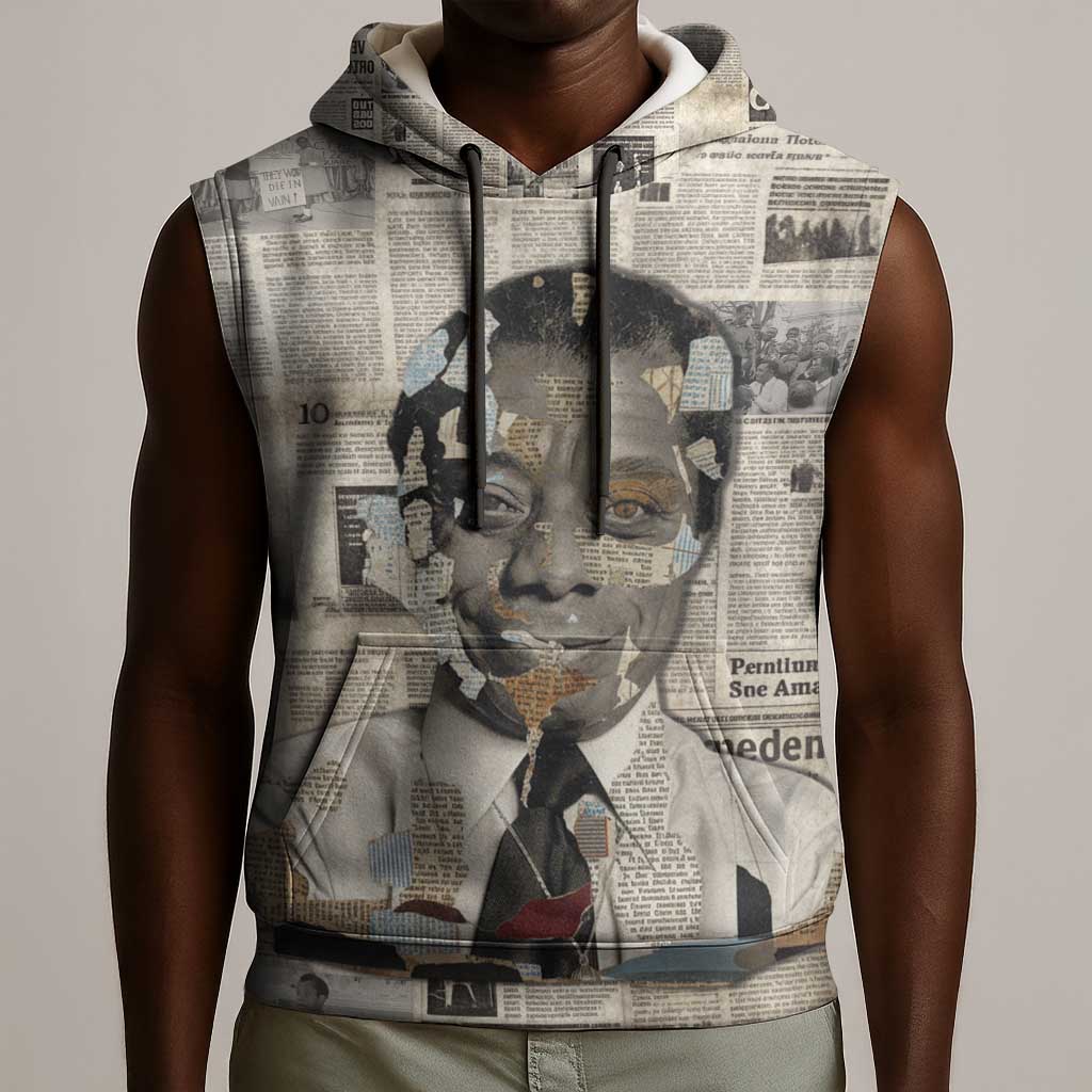 James Baldwin Sleeveless Hoodie Vintage Newspaper Style
